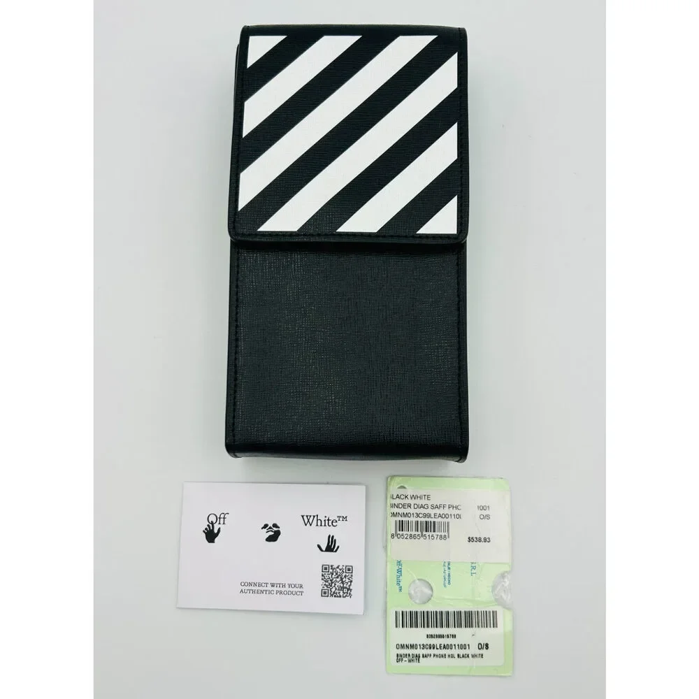 Off-White Binder Diagonal Stripe Print Phone Holder Men Black/White Lightweight